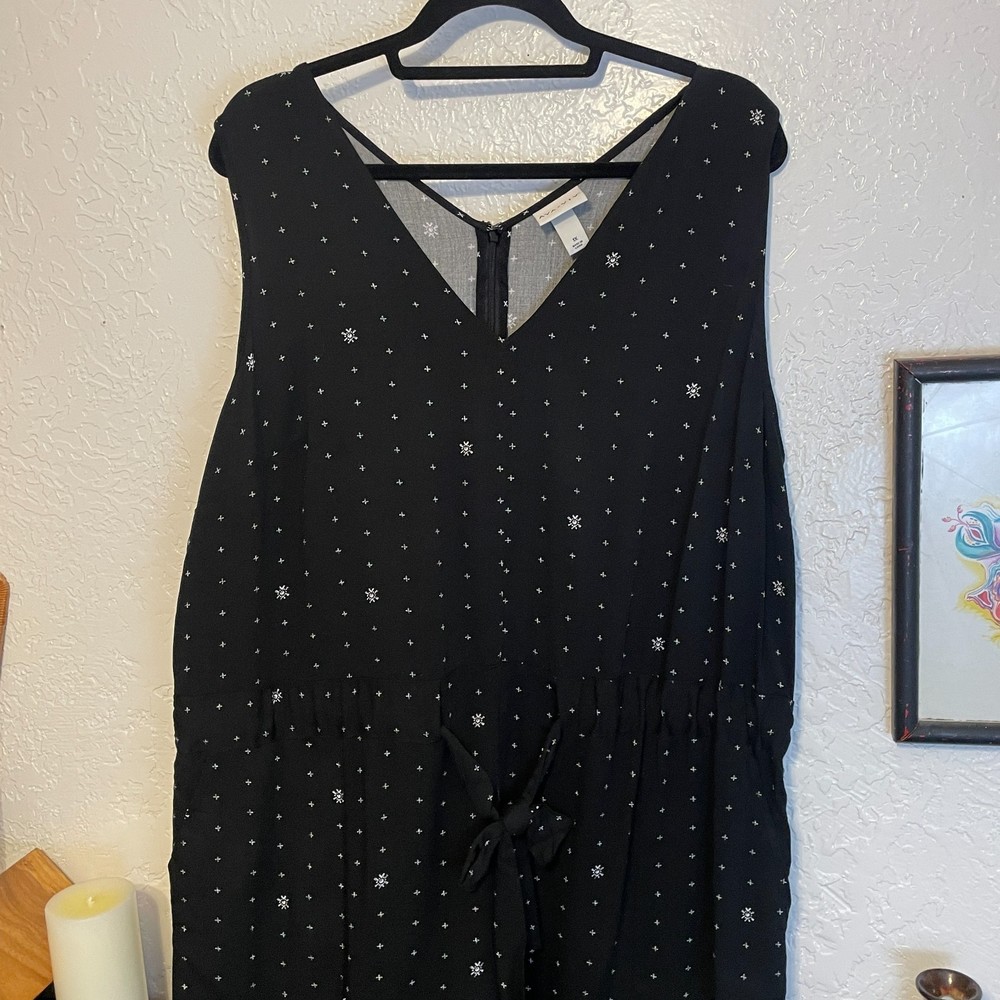 🌻Ava & Viv {1X} Black/White Sleeveless Pantsuit/Jumpsuit Wide Leg - Picture 5 of 9